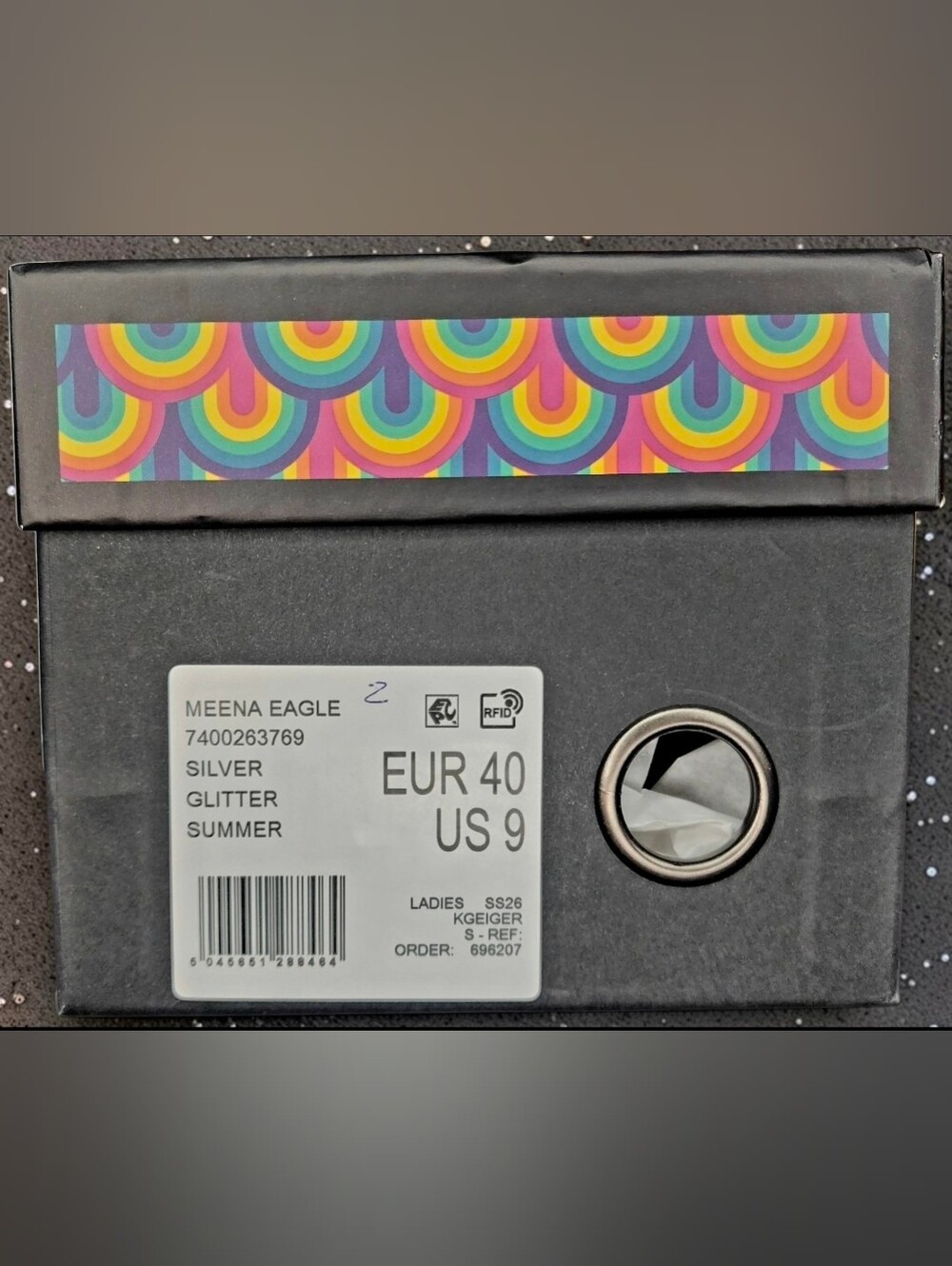 Kurt Geiger London Meena Eagle Silver Glitter Slides NWT - Picture 9 of 15